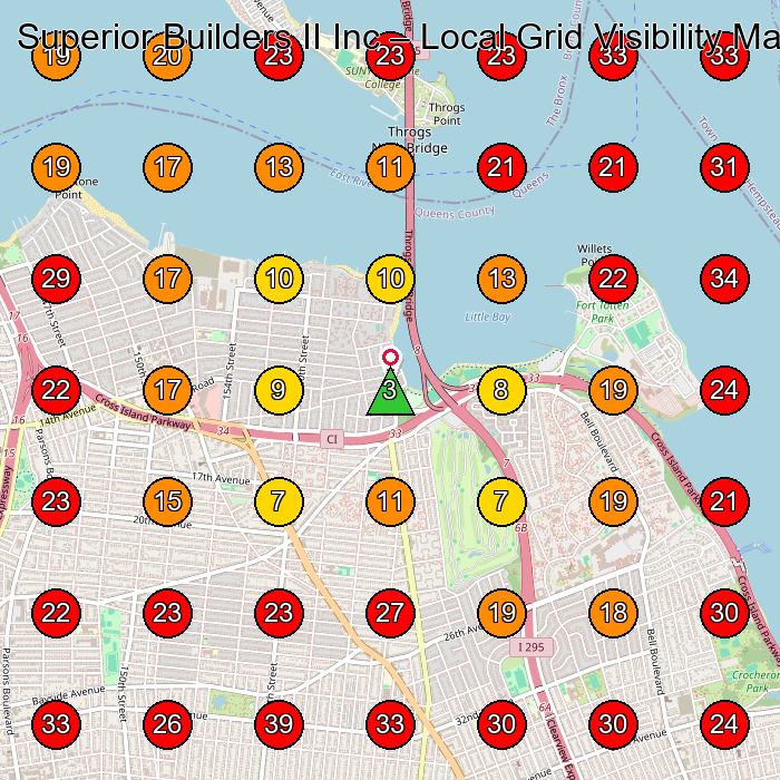 Superior Builders II Inc GeoGrid visibility map for Carpenter in Queens